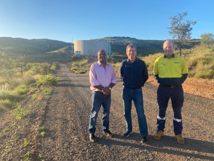 Water Minister Dave Kelly, Pilbara MLA Kevin Michel and Water Corporation Service Delivery Manager