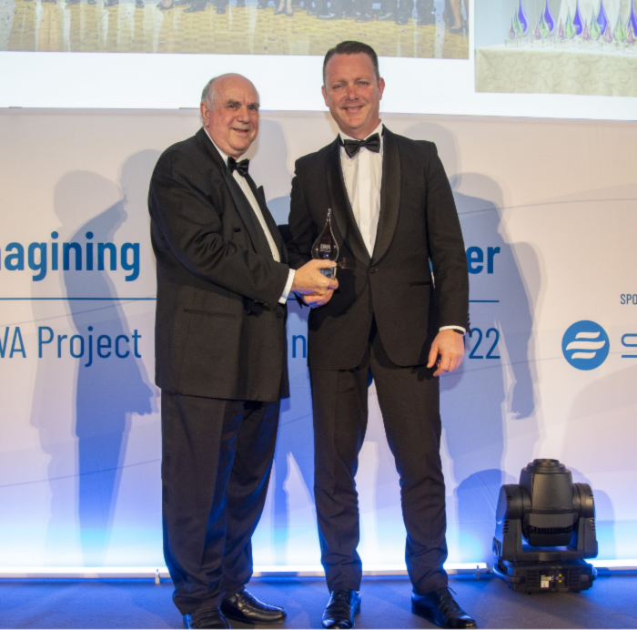 Water Corporation’s Head of Project Management Nathan Hardwick receiving the bronze award at the IWA Project Innovation Awards