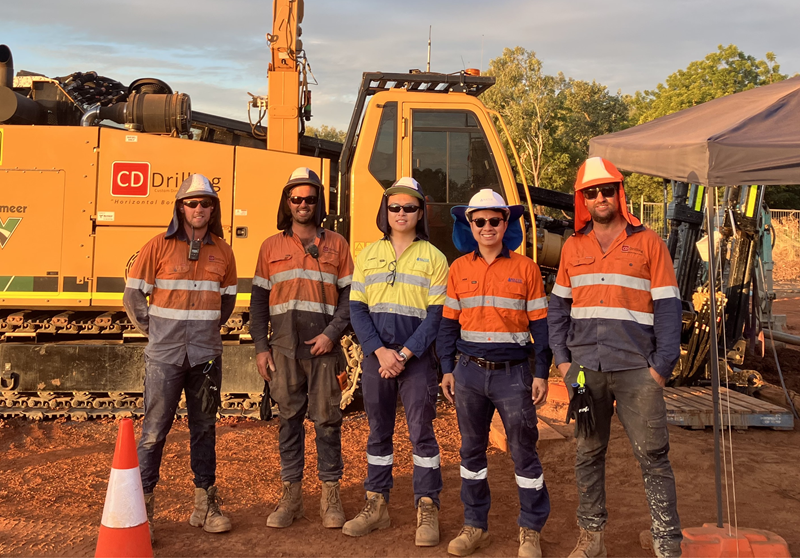 Water Corporation and CD Drilling crews in Fitzroy Crossing during construction of new wastewater main