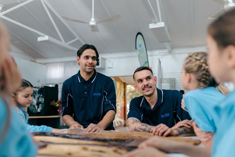 Aboriginal educators in a classroom setting with kids