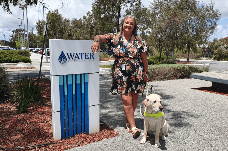 Water Corporation employee Annalise with her guide dog Alfie
