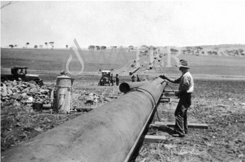 Welding pipes on the historic Goldfields pipeline