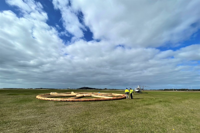 The AEM loop and helicopter on the ground.