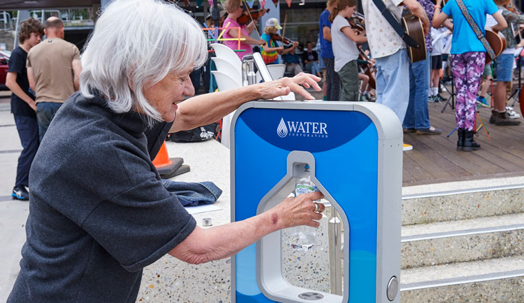 Our water refill station at a community event