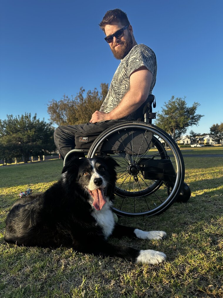 Keagan with his dog Indy. 