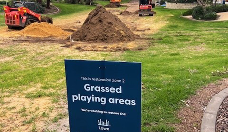 Turf restoration in progress