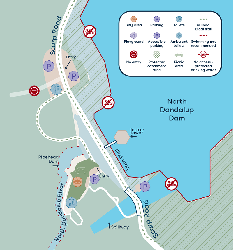 A map of the facilities available at North Dandalup Dam