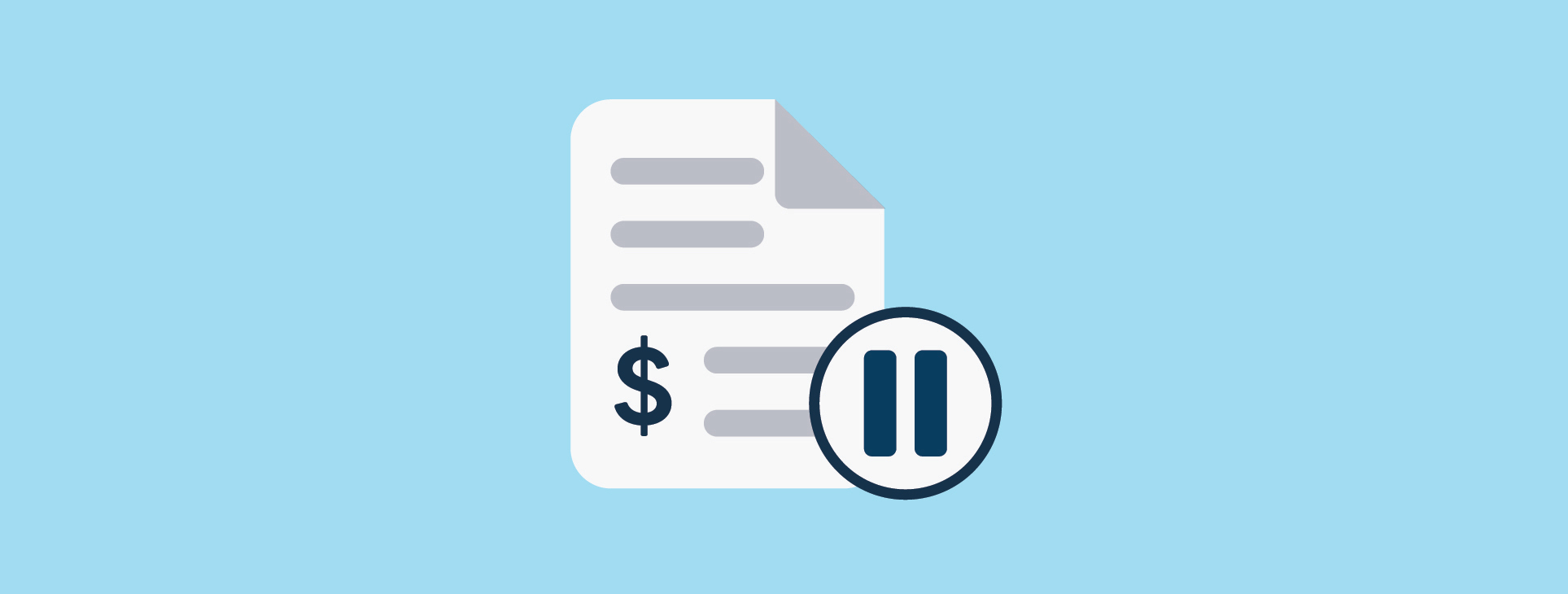 A bill on a blue background with a pause symbol