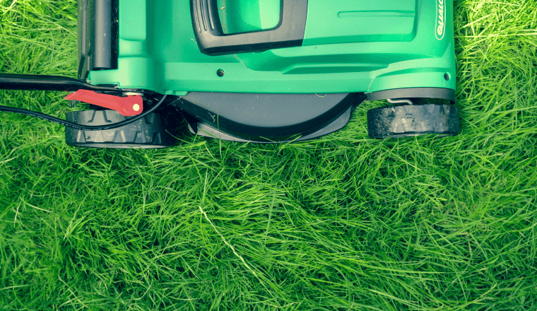 Lawn mower mowing lawn
