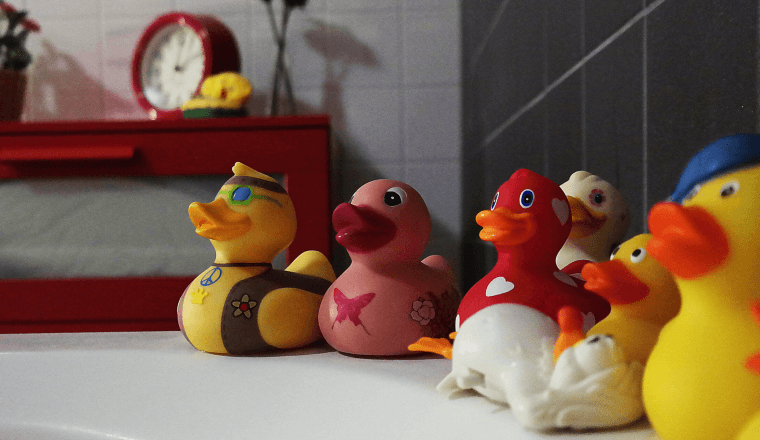 Rubber ducks in the bathroom