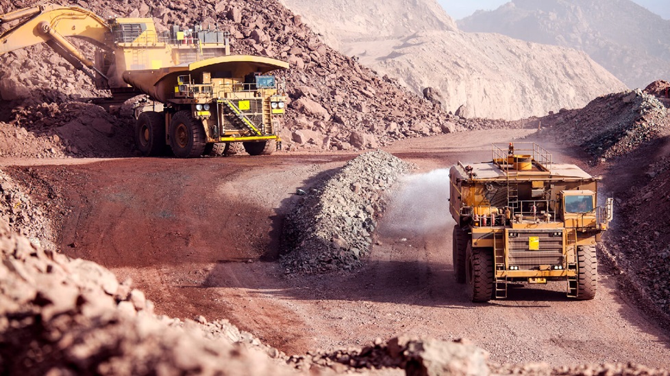 Two trucks on a mine site