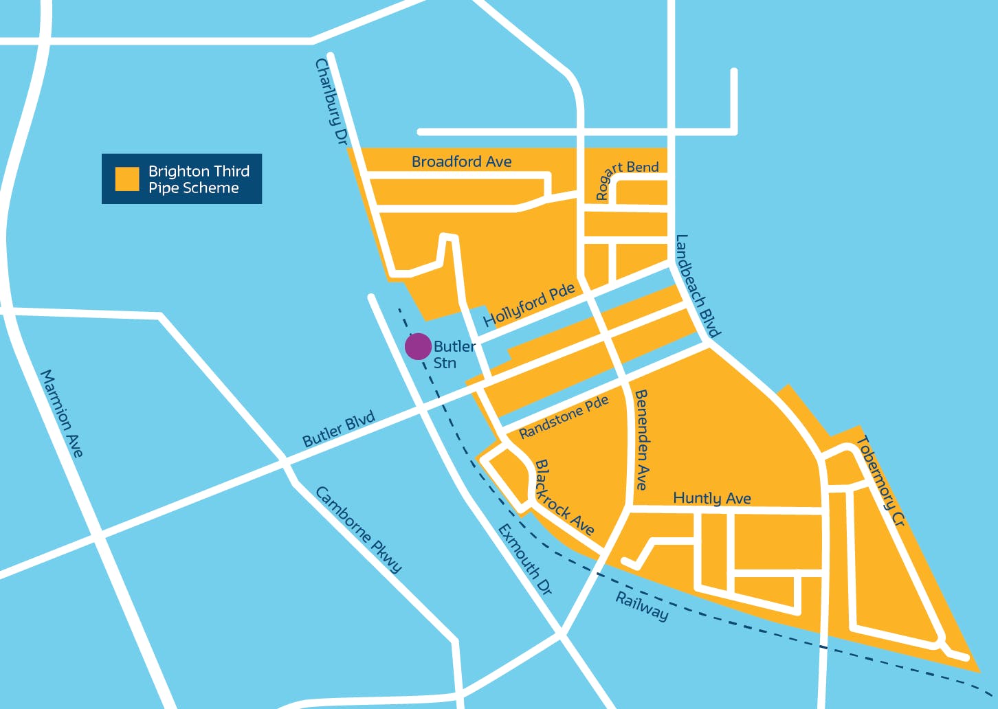 Map of Brighton third pipe scheme area