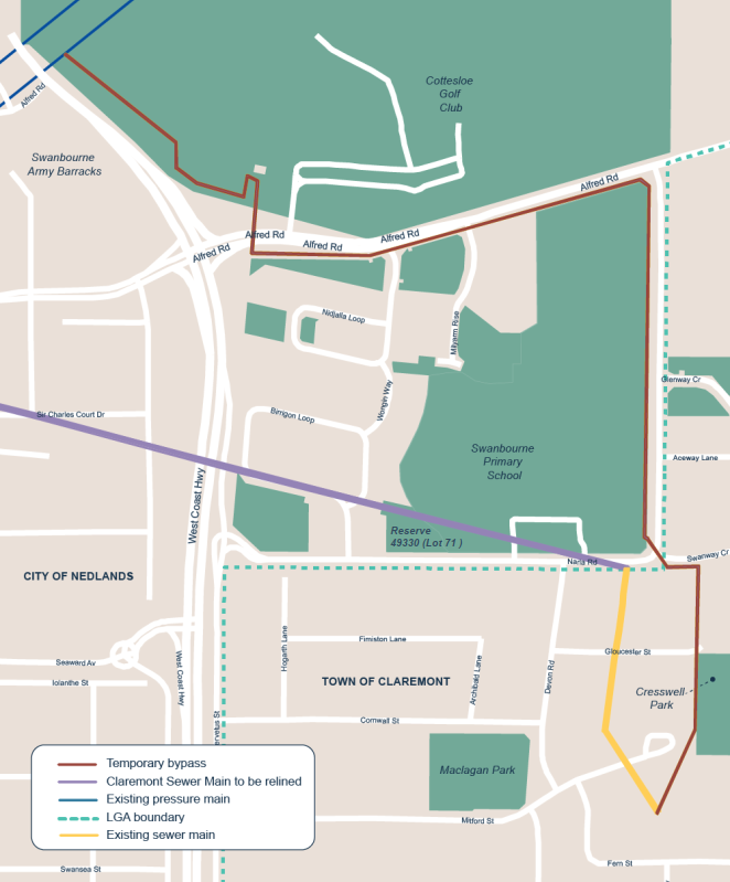 map, detour, claremont