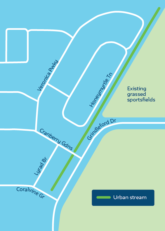 Map showing the Roselea drainage upgrade work area