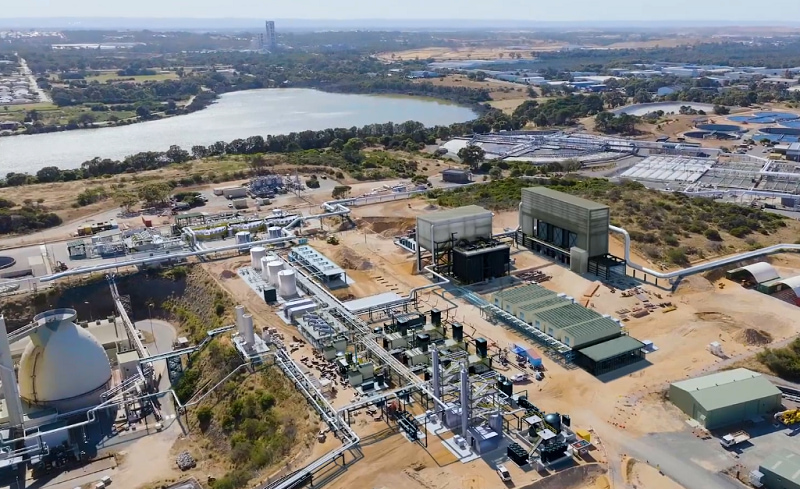 Mockup of an engineering design laid out over the construction site at Woodman Point