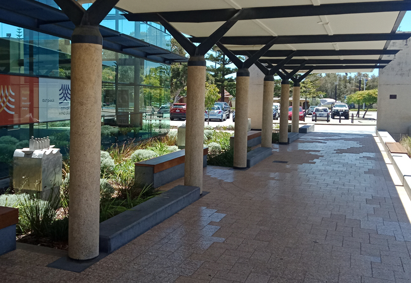 A thirsty, high maintenance water feature at the local performing arts centre was transformed into a waterwise garden that can be enjoyed by all.