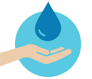 Hand catching droplet of water