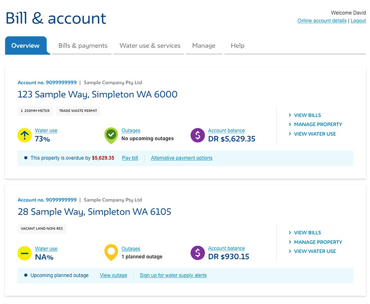 Image of the new online business account