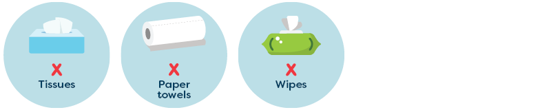 No tissues, paper towels and wipes icons
