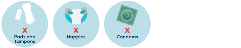 No pads and tampons, nappies and condoms icons