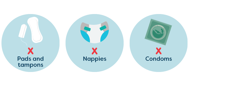 No pads and tampons, nappies and condoms icons