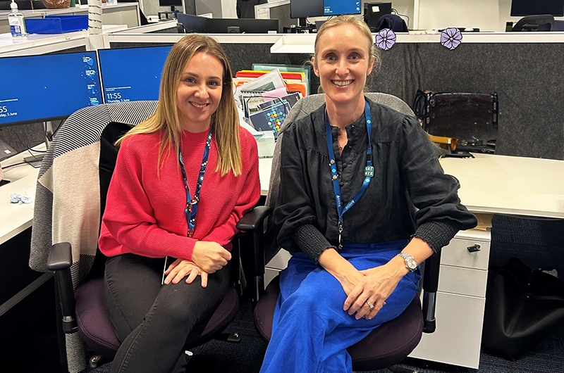 natasha and laura in the office together