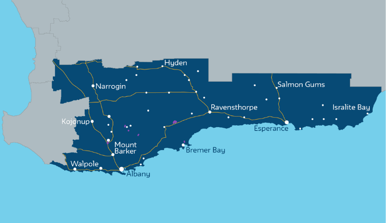 Great Southern region map