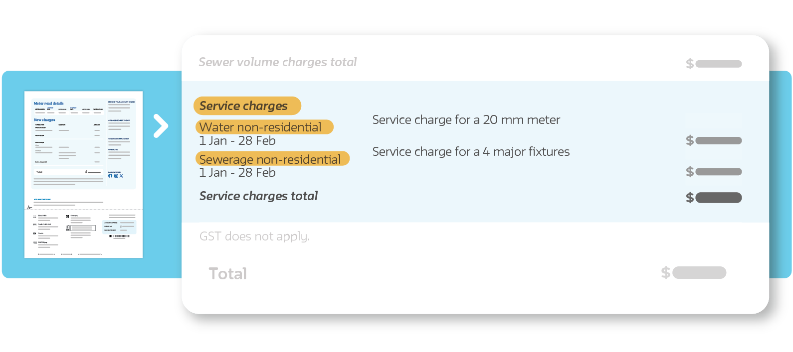 Bill image of business service charges