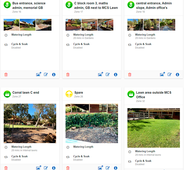 Image from Hydrawise Application at Lesmurdie High School