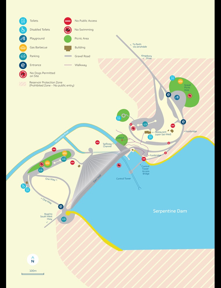 Map of Serpentine Dam