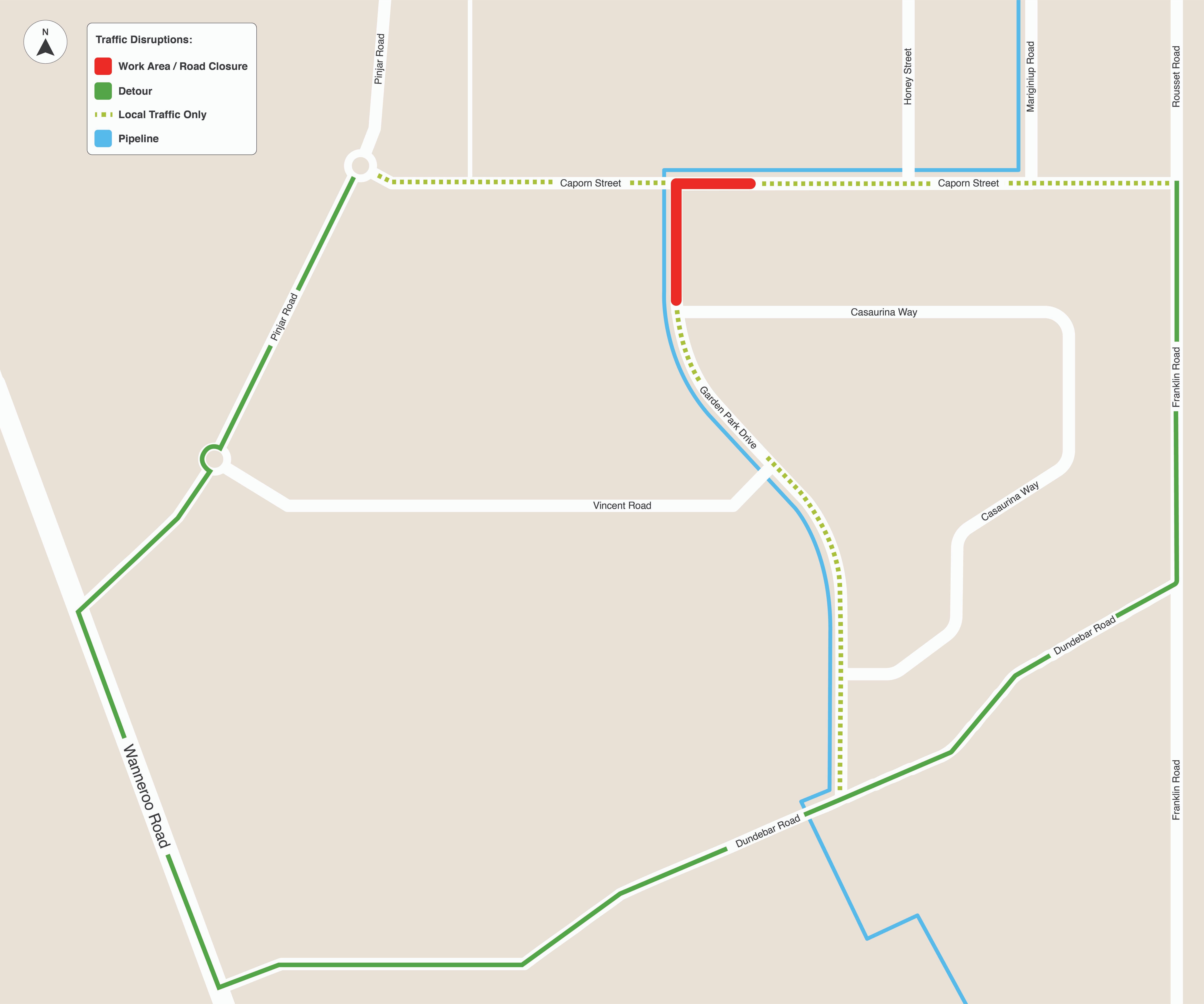 Garden Park Drive Caporn Street intersection works