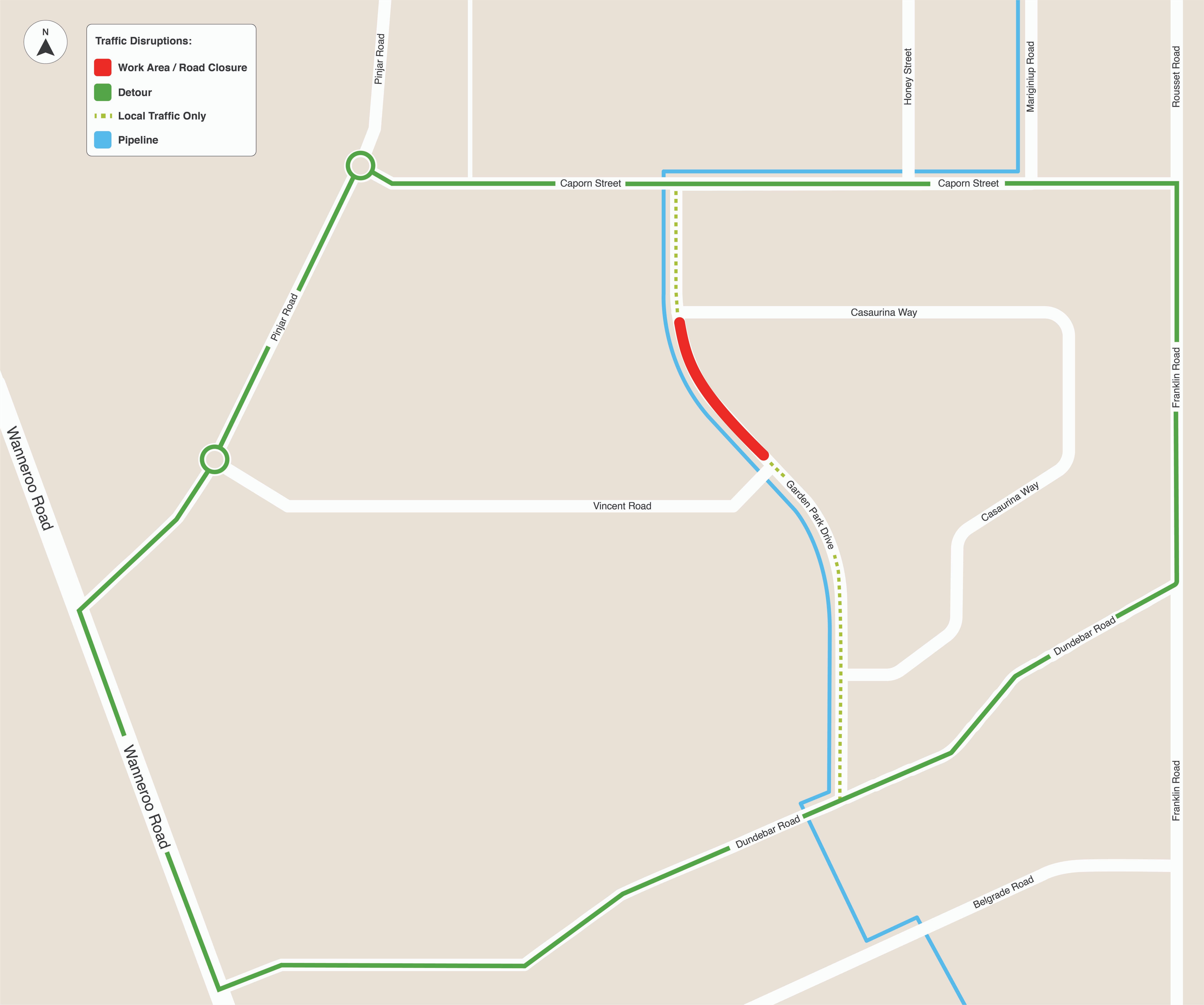Garden park drive works detour map 2