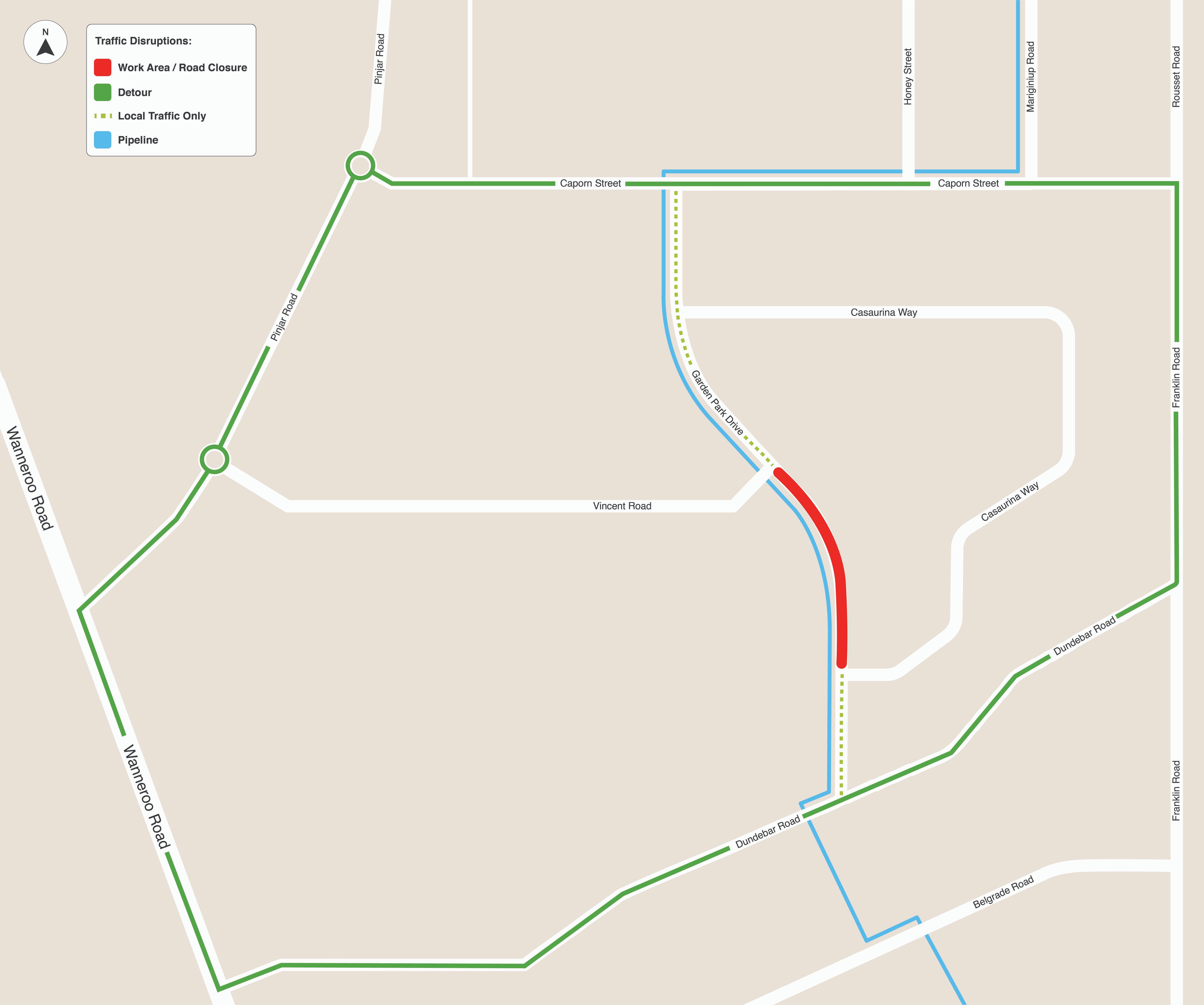 Garden Park Drive works detour map 3