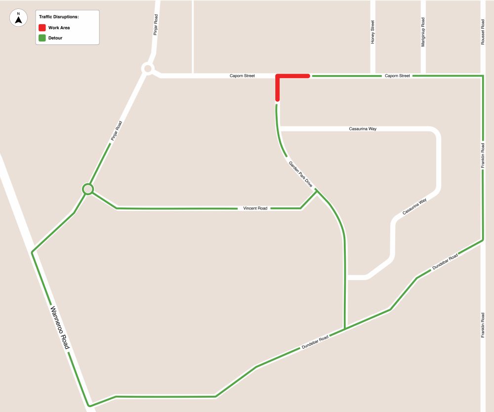 detour map, work area