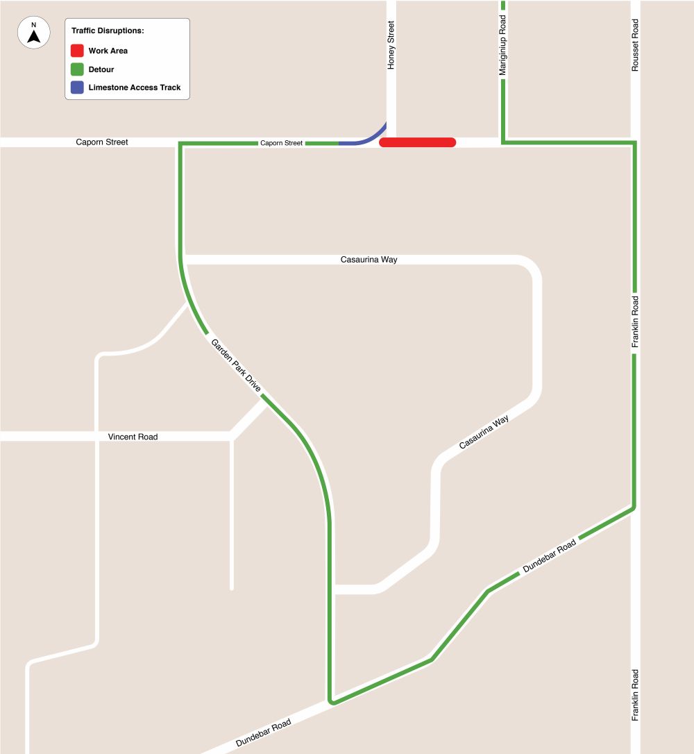 detour map, work area