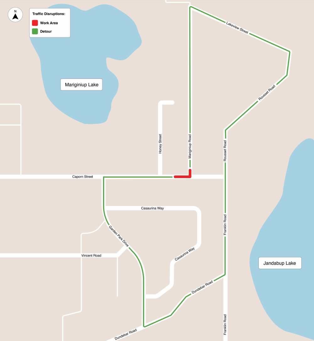 detour map, work area