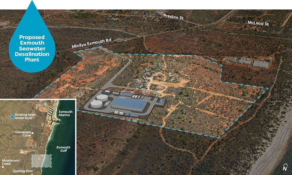 Exmouth proposed Seawater Desalination Plant map