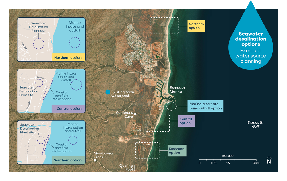 Map of Exmouth desalination options