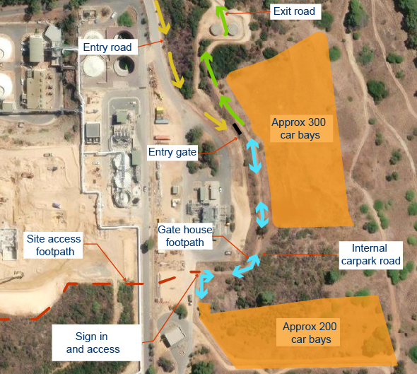 carpark, detour, map