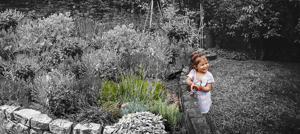 child in garden